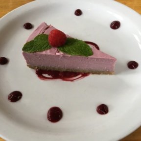 Gluten-free raspberry cake from The Plant Cafe Organic